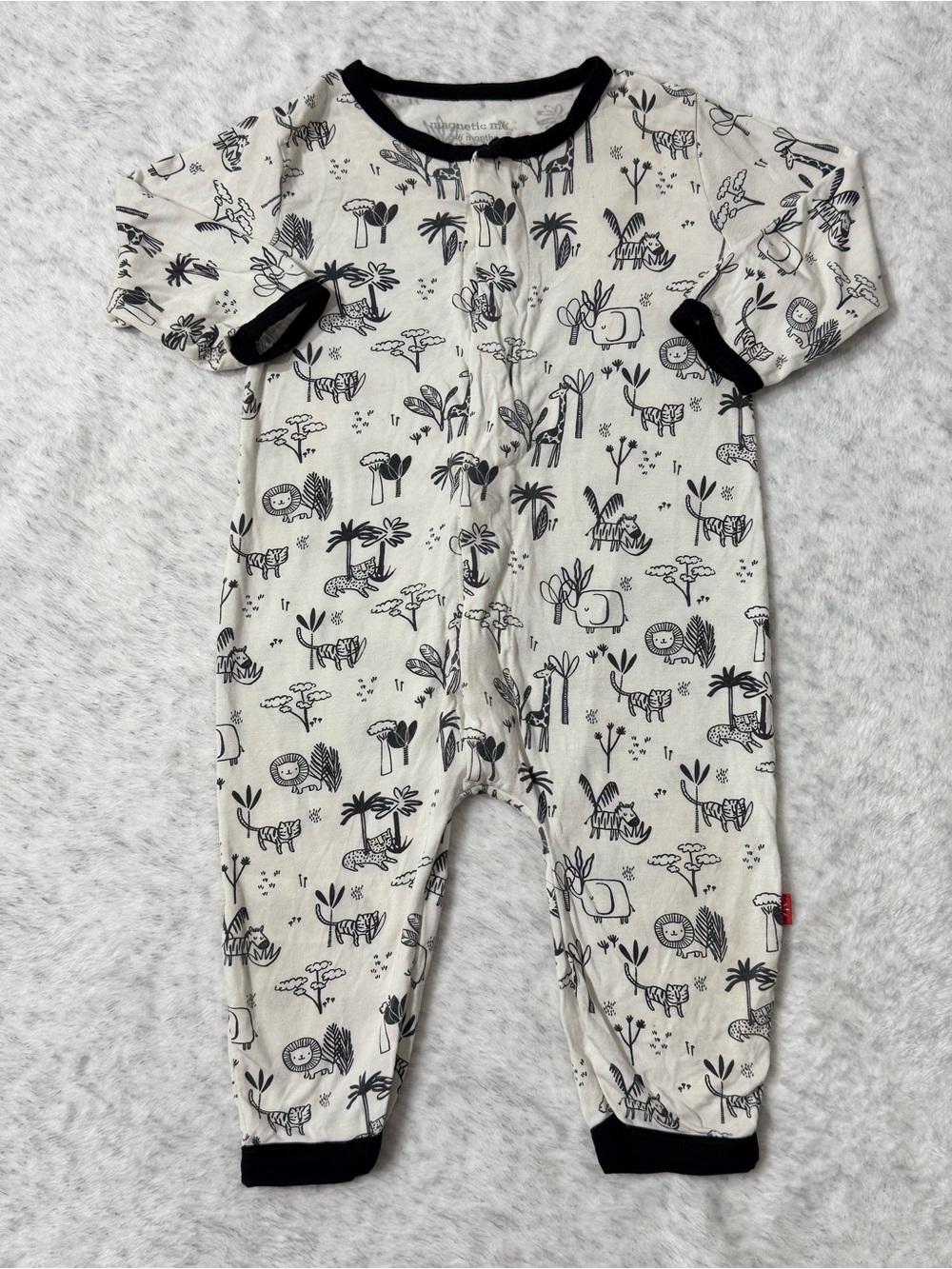 Magnetic Me Black White Safari Animal Footless Sleeper 3-6M Baby Modal Neutral